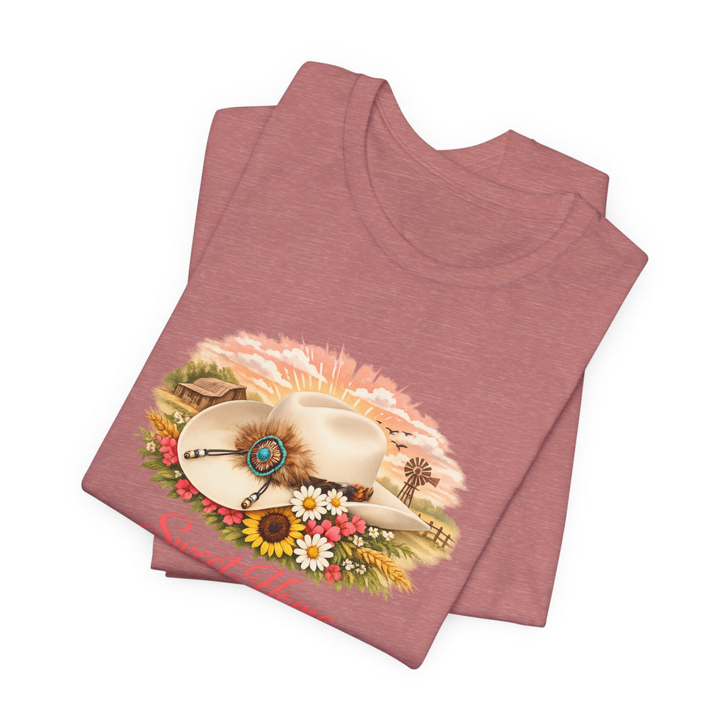 Women's Sweet Home Floral Cowboy Hat Tee — Country Vintage Graphic T-Shirt