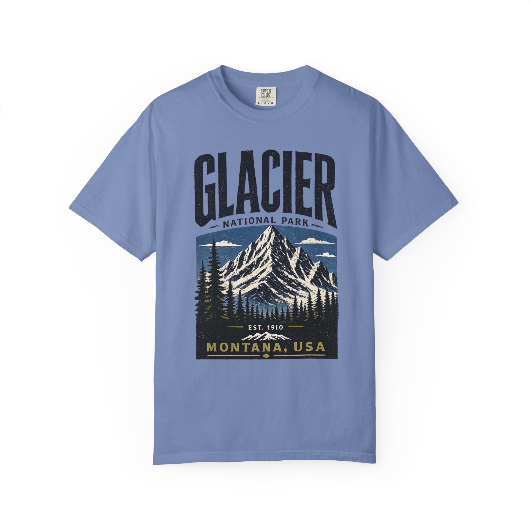 Glacier National Park Montana Mountain Scenic Graphic T-Shirt