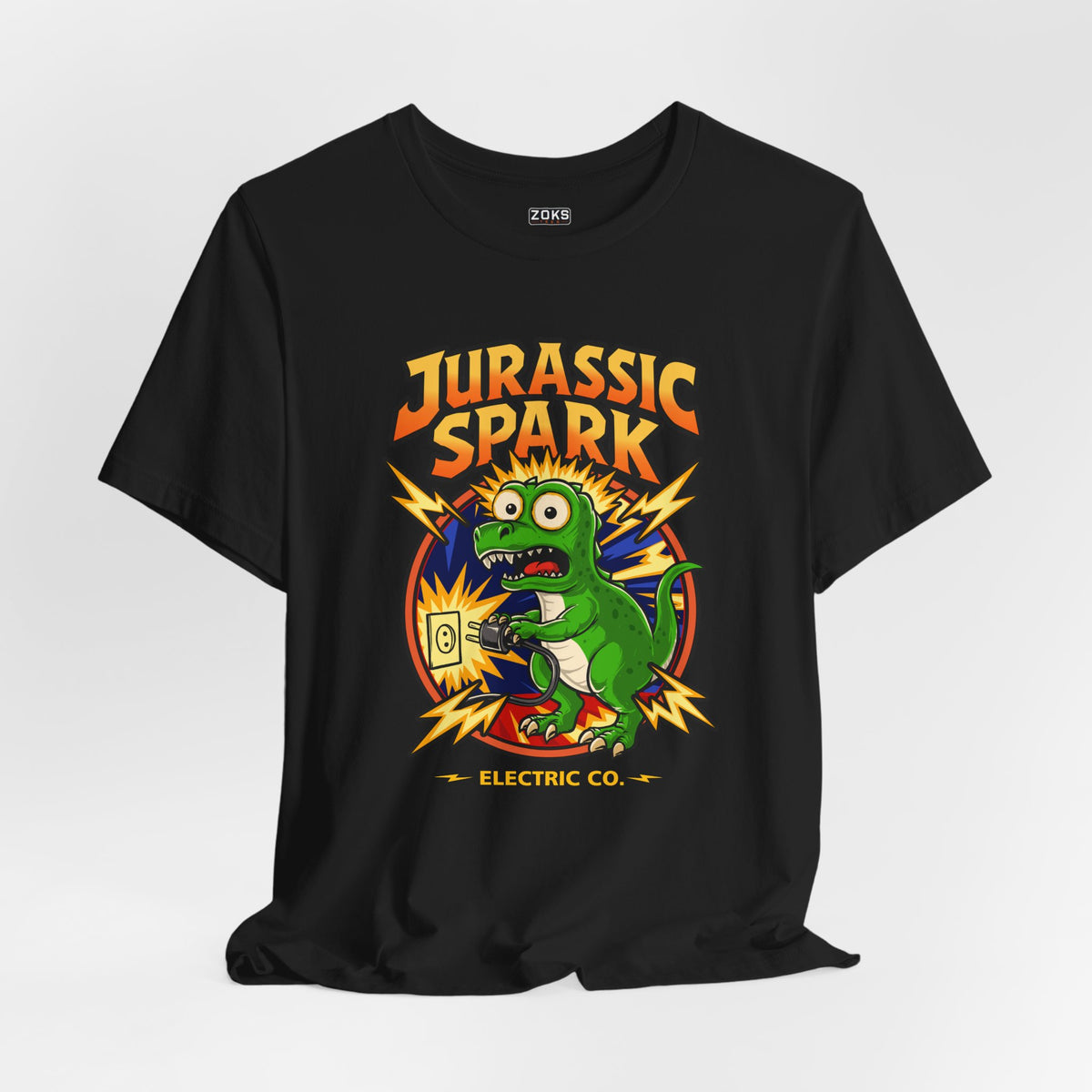 Jurassic Spark T‑Shirt — Retro Electric Dinosaur Graphic Tee