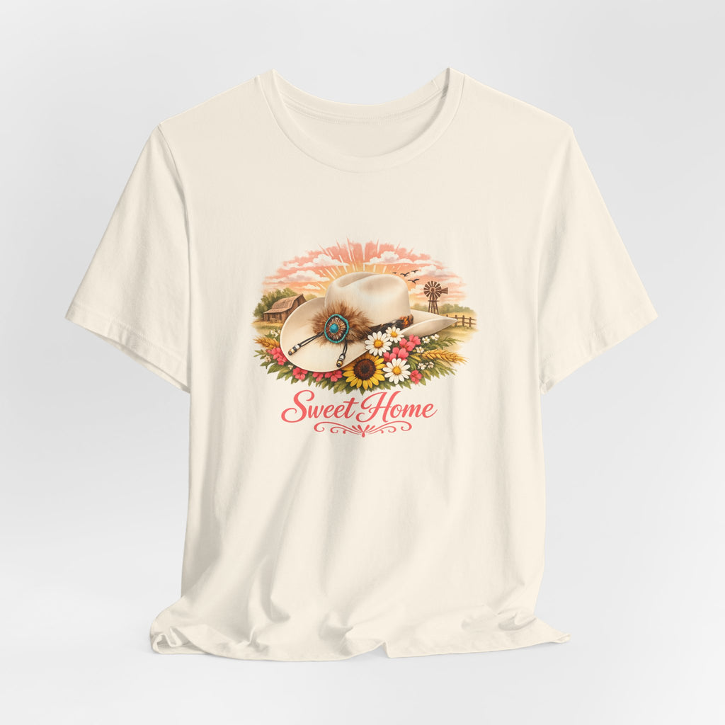 Women's Sweet Home Floral Cowboy Hat Tee — Country Vintage Graphic T-Shirt
