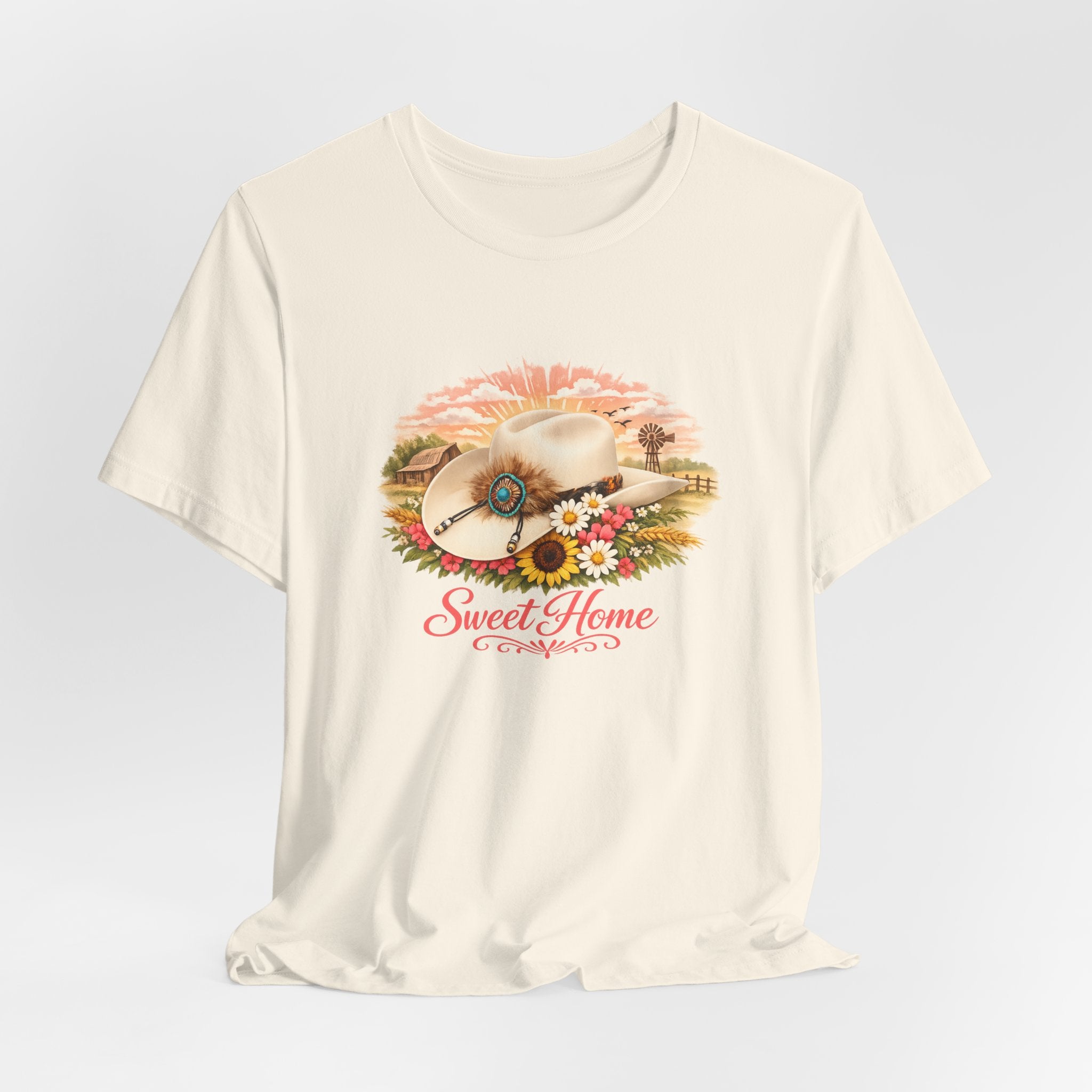 Women's Sweet Home Floral Cowboy Hat Tee — Country Vintage Graphic T-Shirt