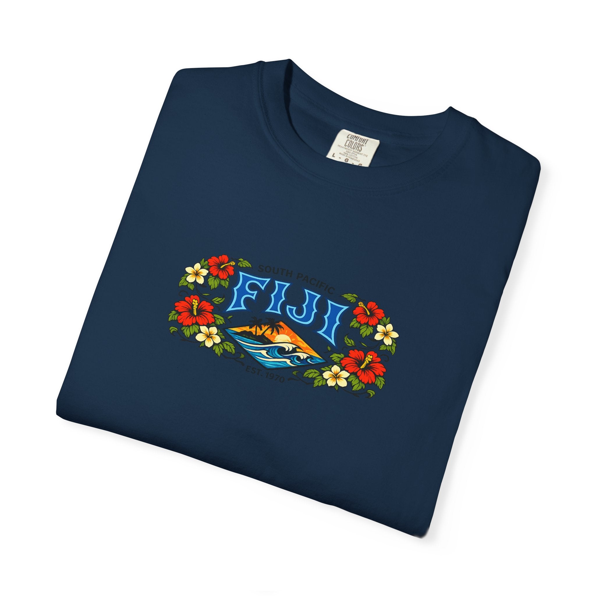 Fiji Floral Vacation T-Shirt — South Pacific Island Scenic Tee