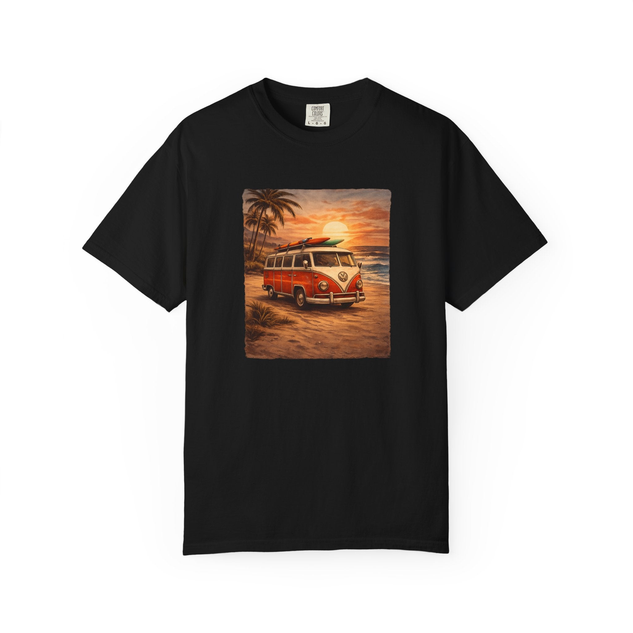 Vintage VW Bus Sunset T-Shirt — Retro Surf Camper Tee