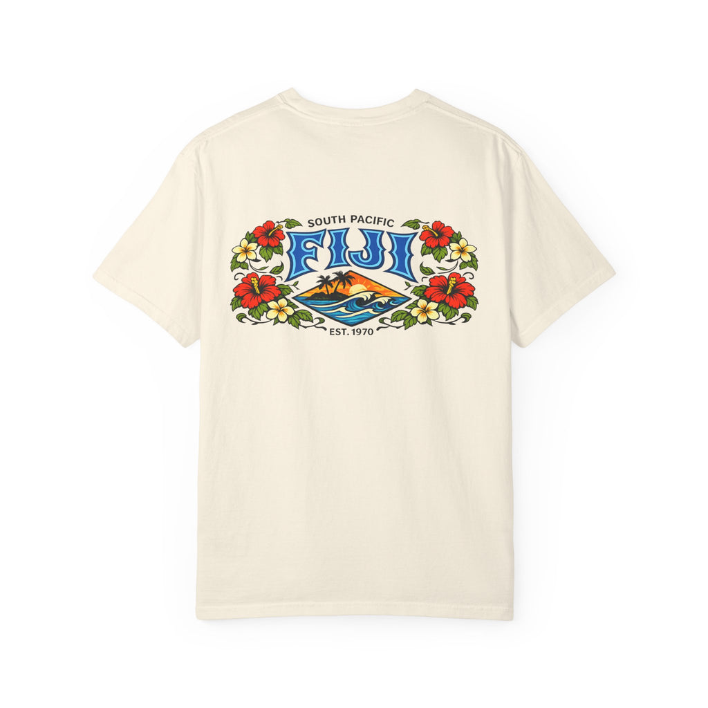 Fiji Floral Vacation T-Shirt — South Pacific Island Scenic Tee