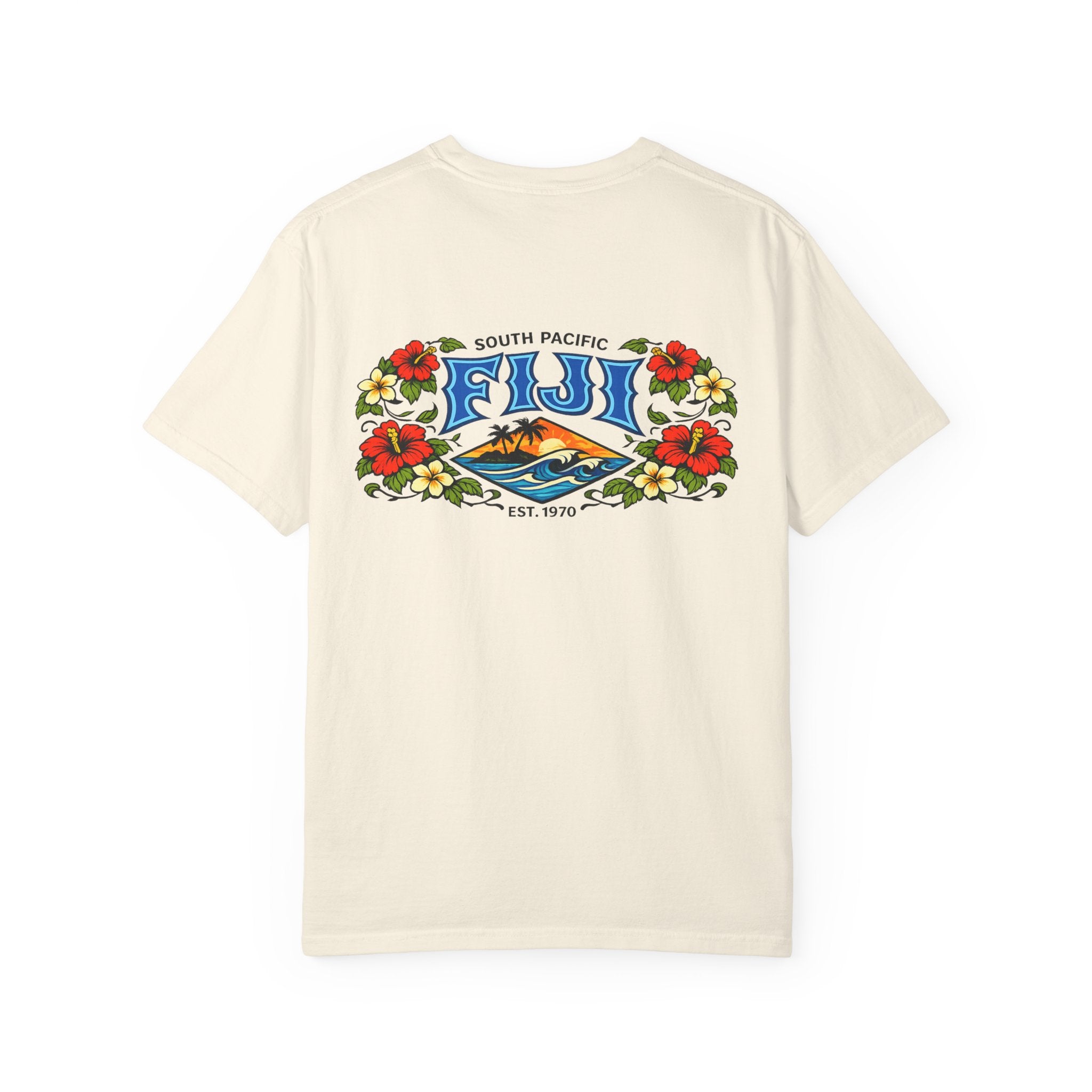 Fiji Floral Vacation T-Shirt — South Pacific Island Scenic Tee
