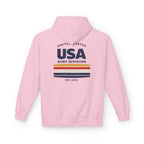 USA Surf Division Vintage Stripes Hoodie — Chest & Back Graphic