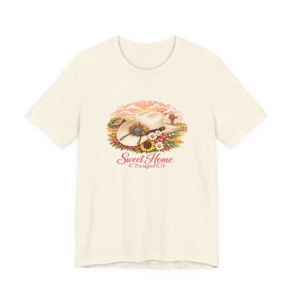Women's Sweet Home Floral Cowboy Hat Tee — Country Vintage Graphic T-Shirt
