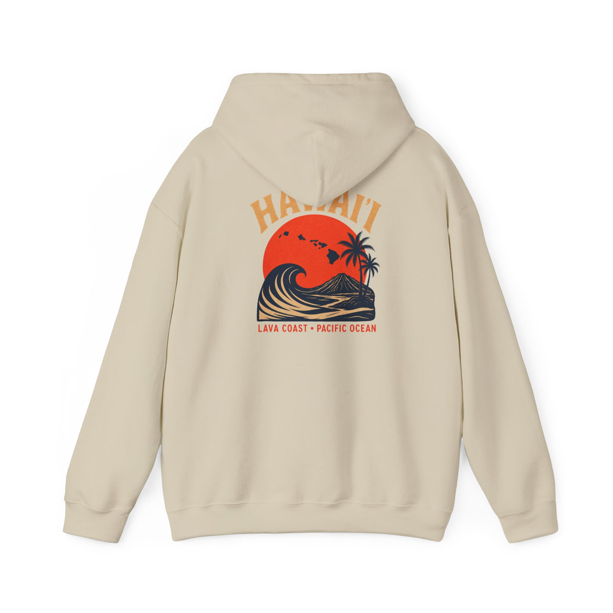 Hawai'i Lava Coast Surf Hoodie | Vintage Wave, Volcano & Palm Tree Graphic Sweatshirt