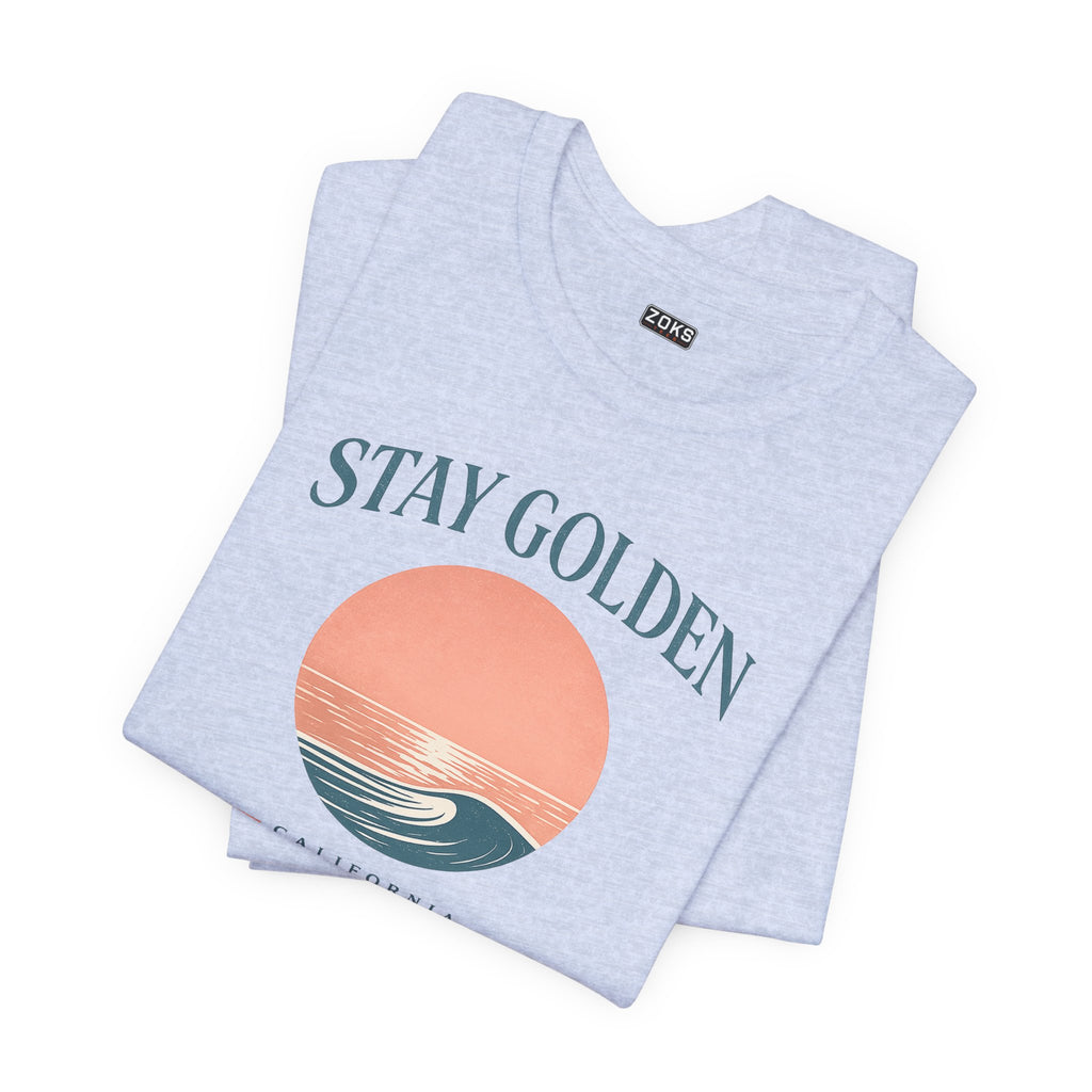 Stay Golden Sunset California Tee — Minimalist Women's Graphic T-Shirt