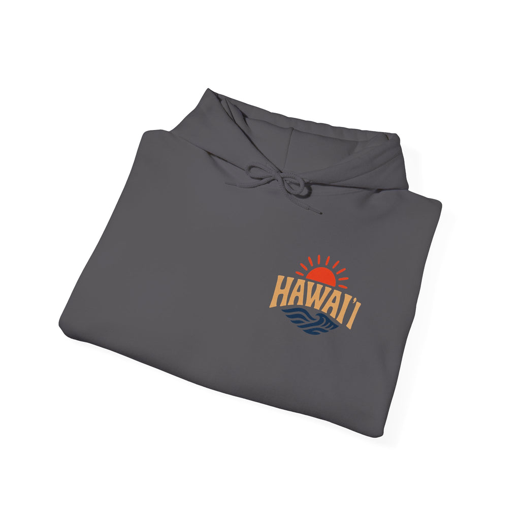 Hawai'i Lava Coast Surf Hoodie | Vintage Wave, Volcano & Palm Tree Graphic Sweatshirt