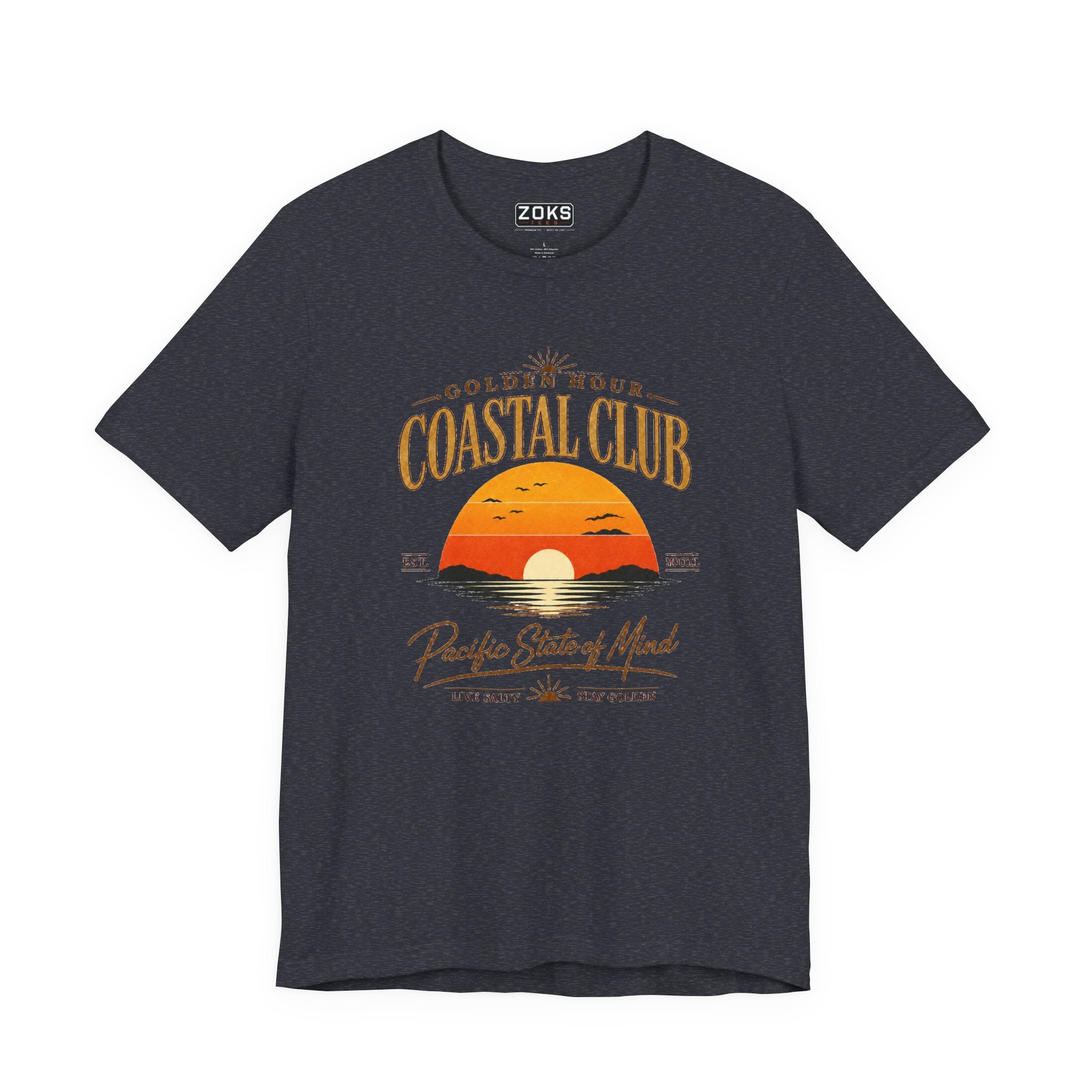 Women's Coastal Club Sunset Tee — "Golden Hour" Pacific State of Mind T-Shirt