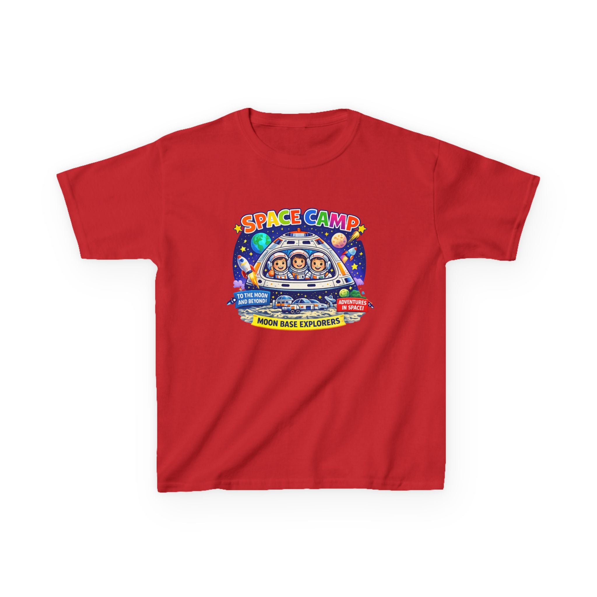 Space Camp Kids T-Shirt — Moon Base Explorers Graphic Tee