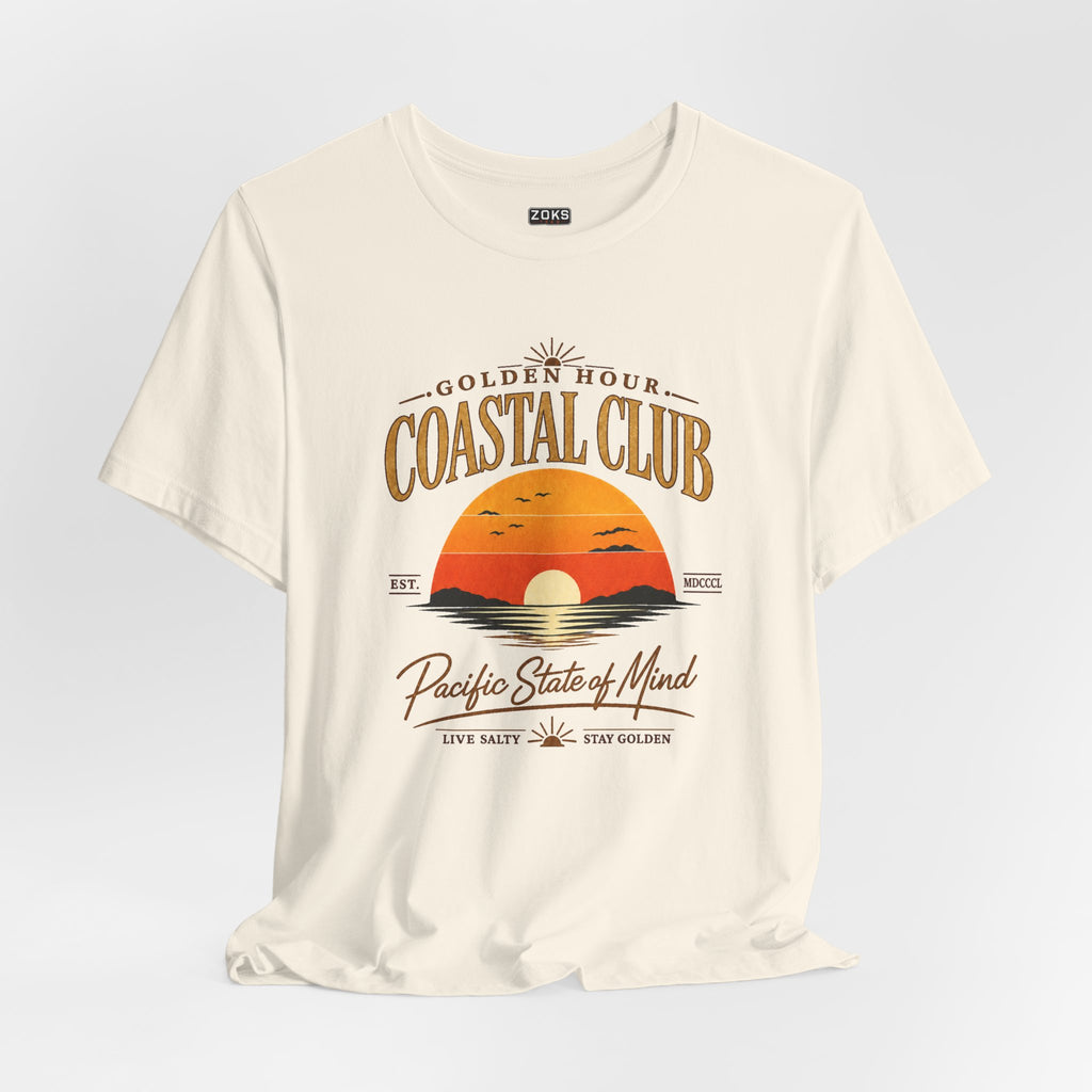 Women's Coastal Club Sunset Tee — "Golden Hour" Pacific State of Mind T-Shirt