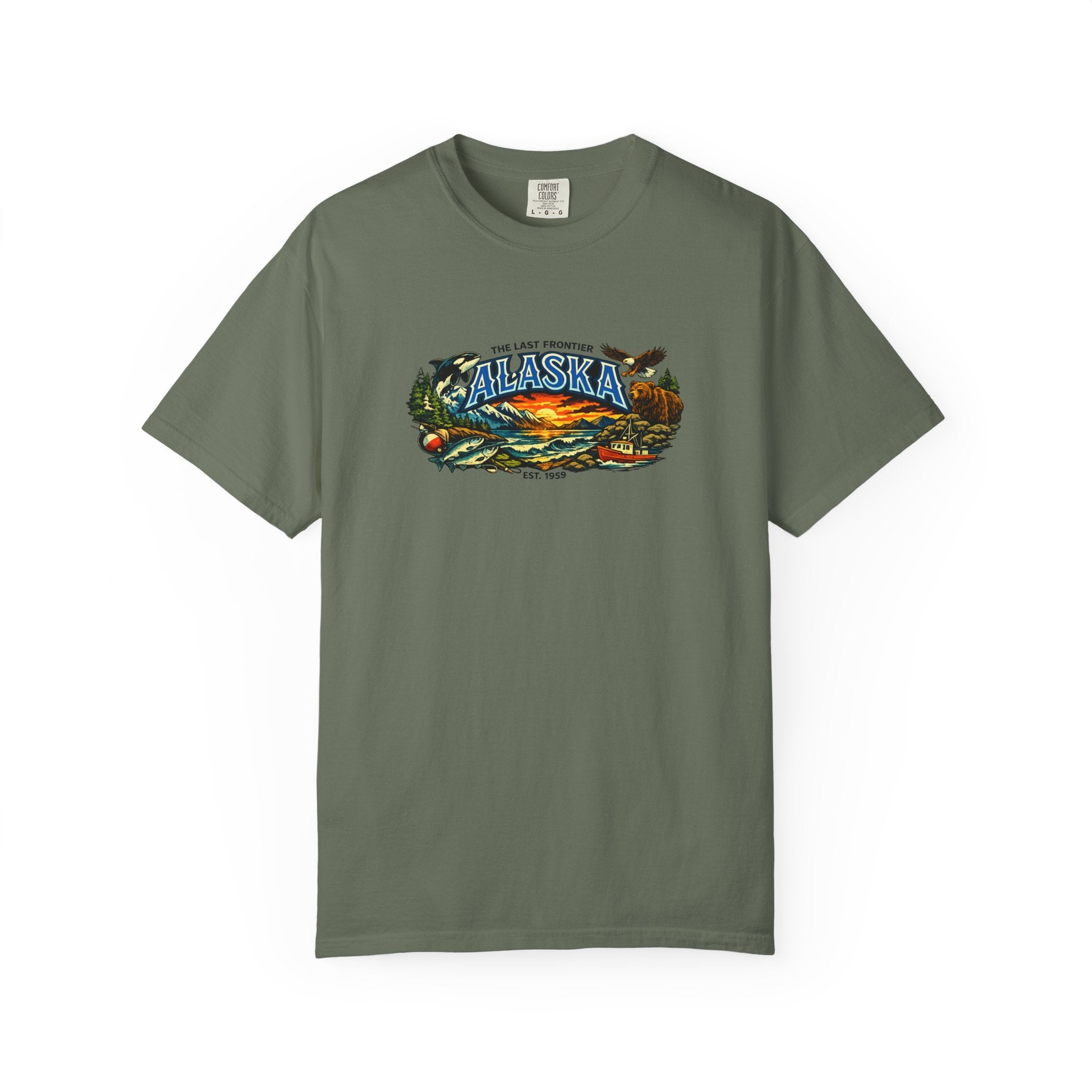 Alaska Scenic T‑Shirt — 'The Last Frontier' Sunset Graphic