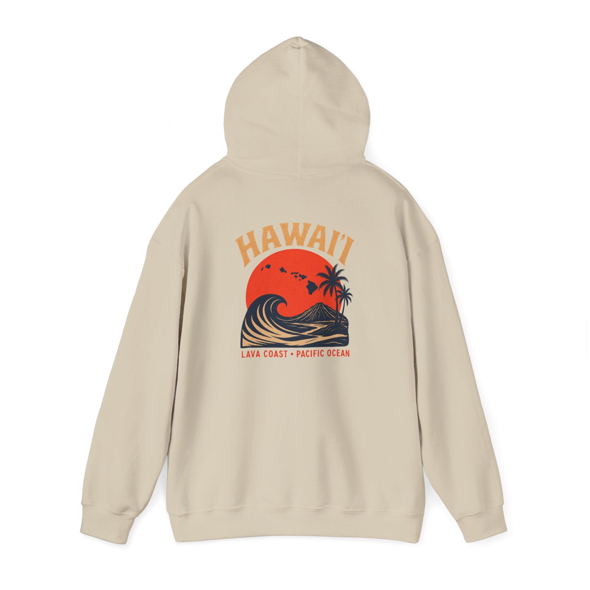 Hawai'i Lava Coast Surf Hoodie | Vintage Wave, Volcano & Palm Tree Graphic Sweatshirt