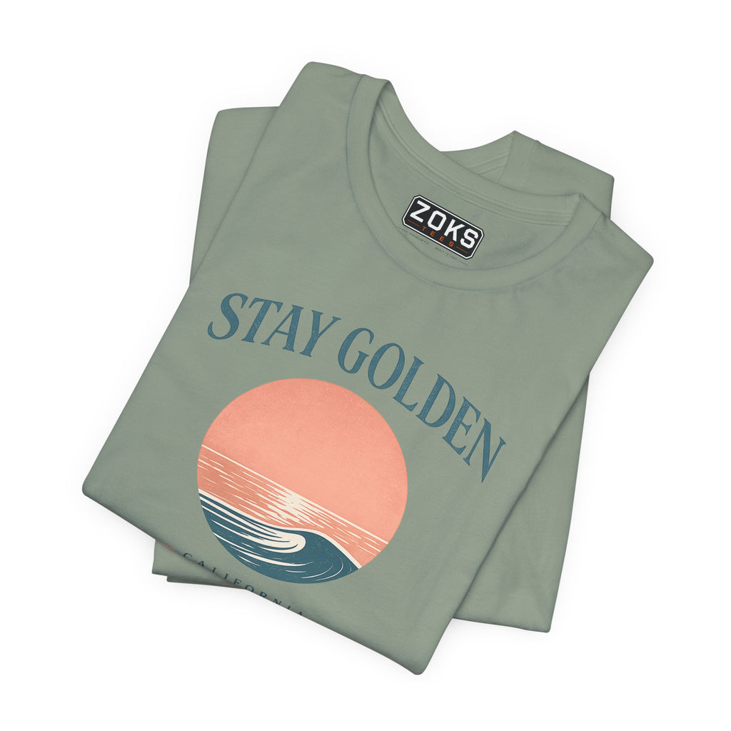 Stay Golden Sunset California Tee — Minimalist Women's Graphic T-Shirt