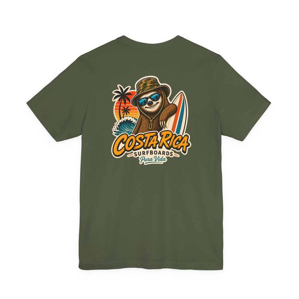 Pura Vida Sloth Beach Costa Rica T-Shirt – Retro Tropical Surf Graphic Tee