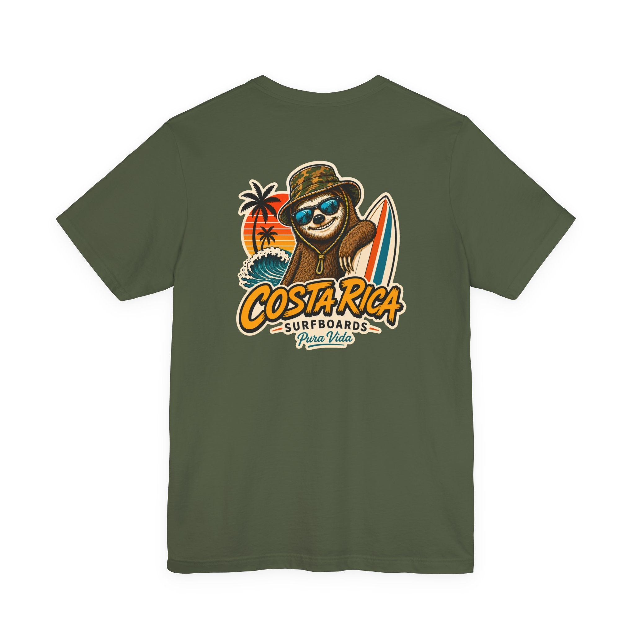 Pura Vida Sloth Beach Costa Rica T-Shirt – Retro Tropical Surf Graphic Tee