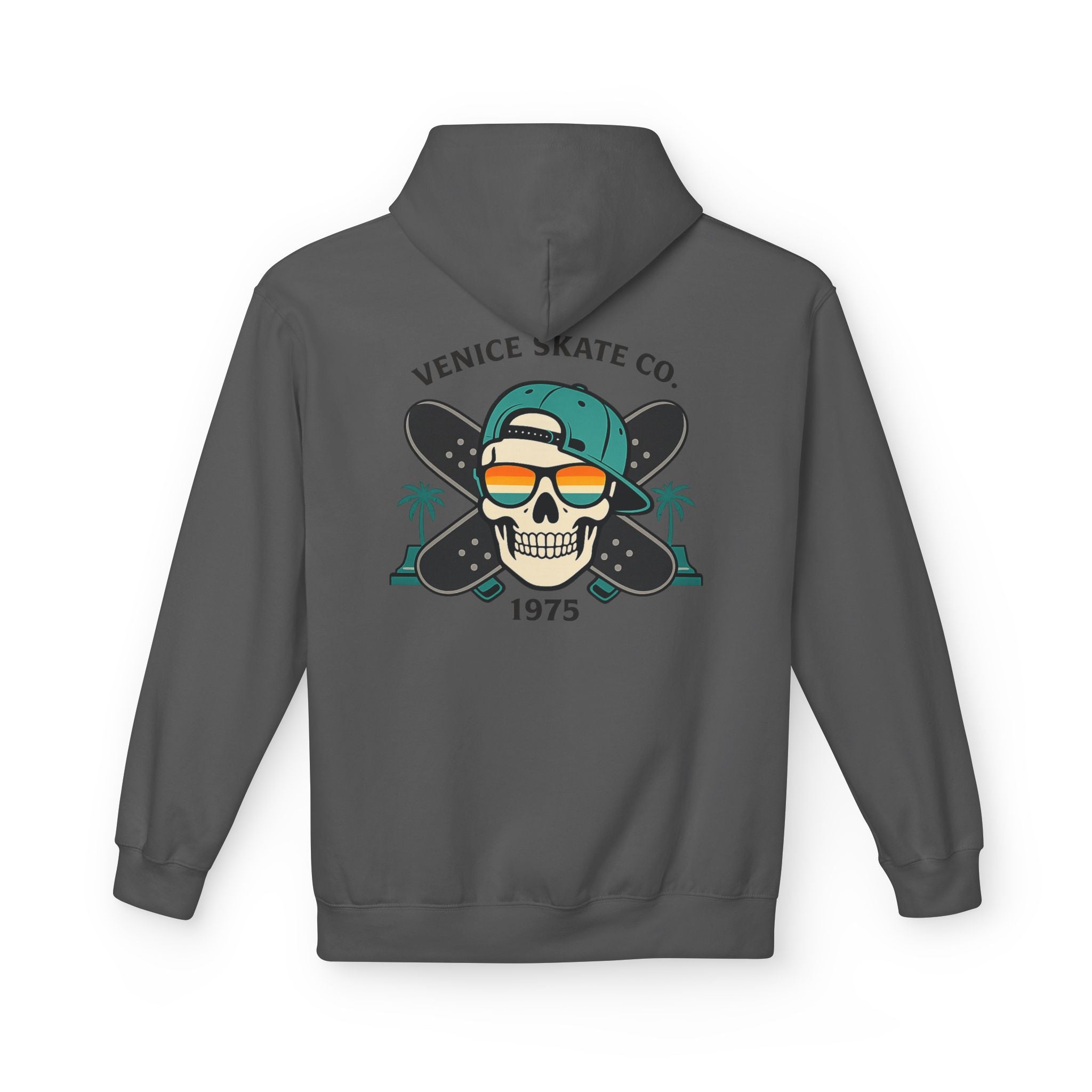 Venice Skate Co. Skull Palm Skateboard Hoodie — Retro Venice, California Pullover