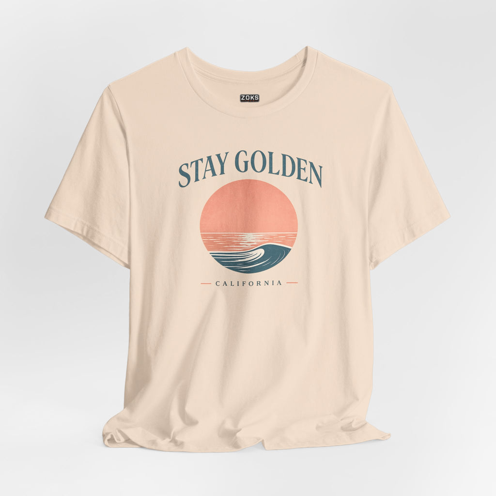 Stay Golden Sunset California Tee — Minimalist Women's Graphic T-Shirt