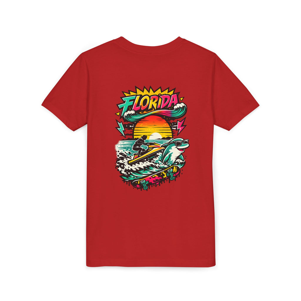 Florida Shark Surf Youth Tee - Kids' Beach Graphic T-Shirt
