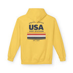 USA Surf Division Vintage Stripes Hoodie — Chest & Back Graphic