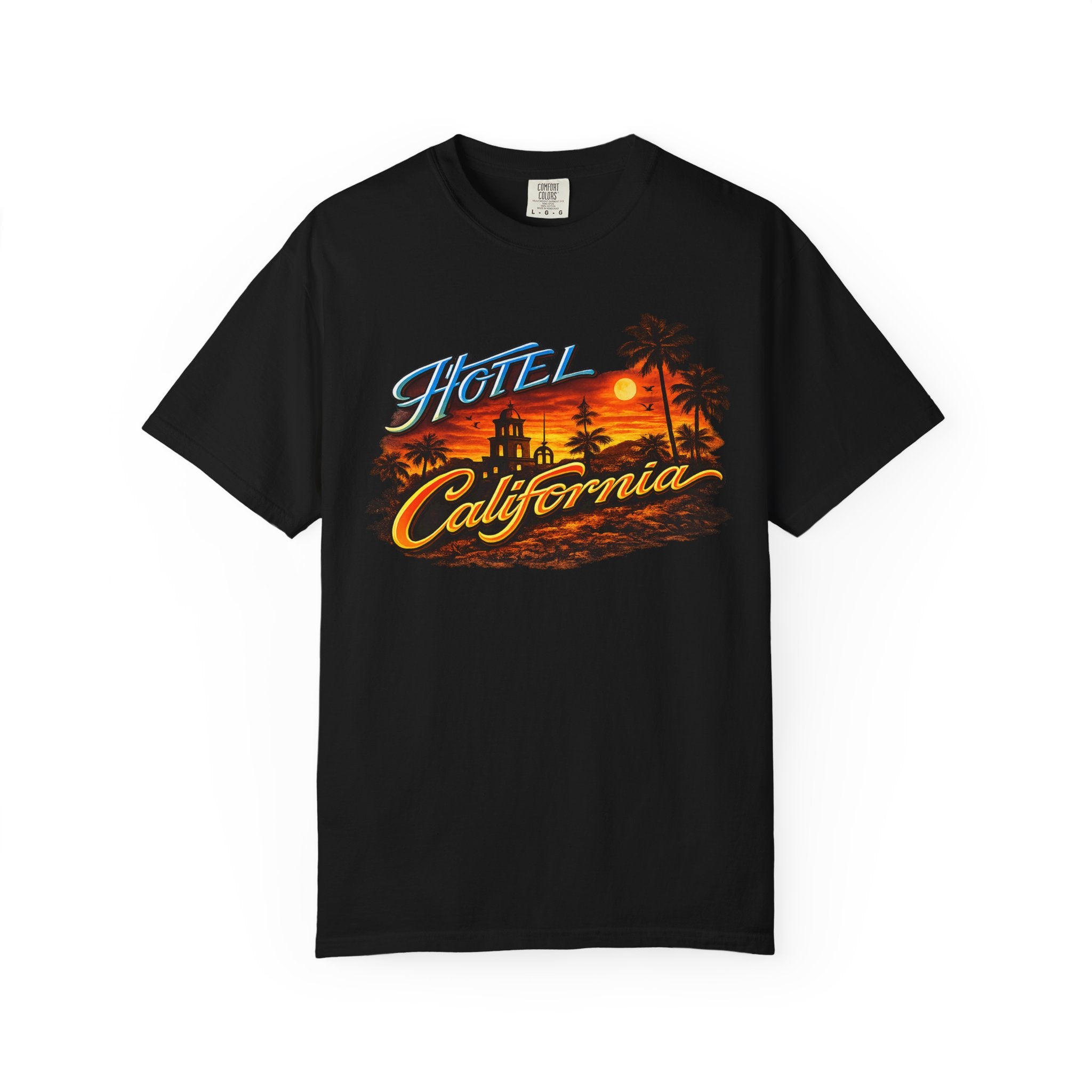 T-Shirt — Retro "Hotel California" Sunset Graphic Tee