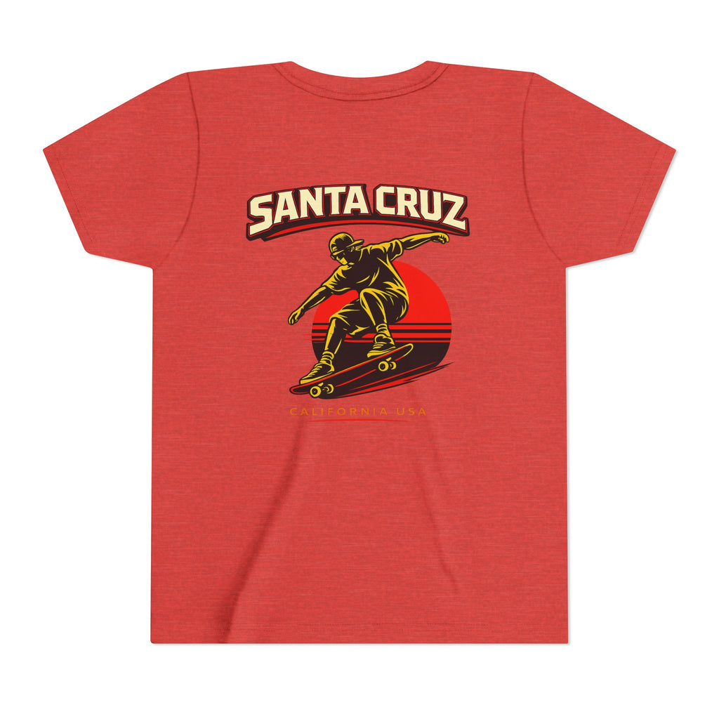 Youth Skateboard T-Shirt - 'Santa Cruz California USA' Retro Sunset Tee