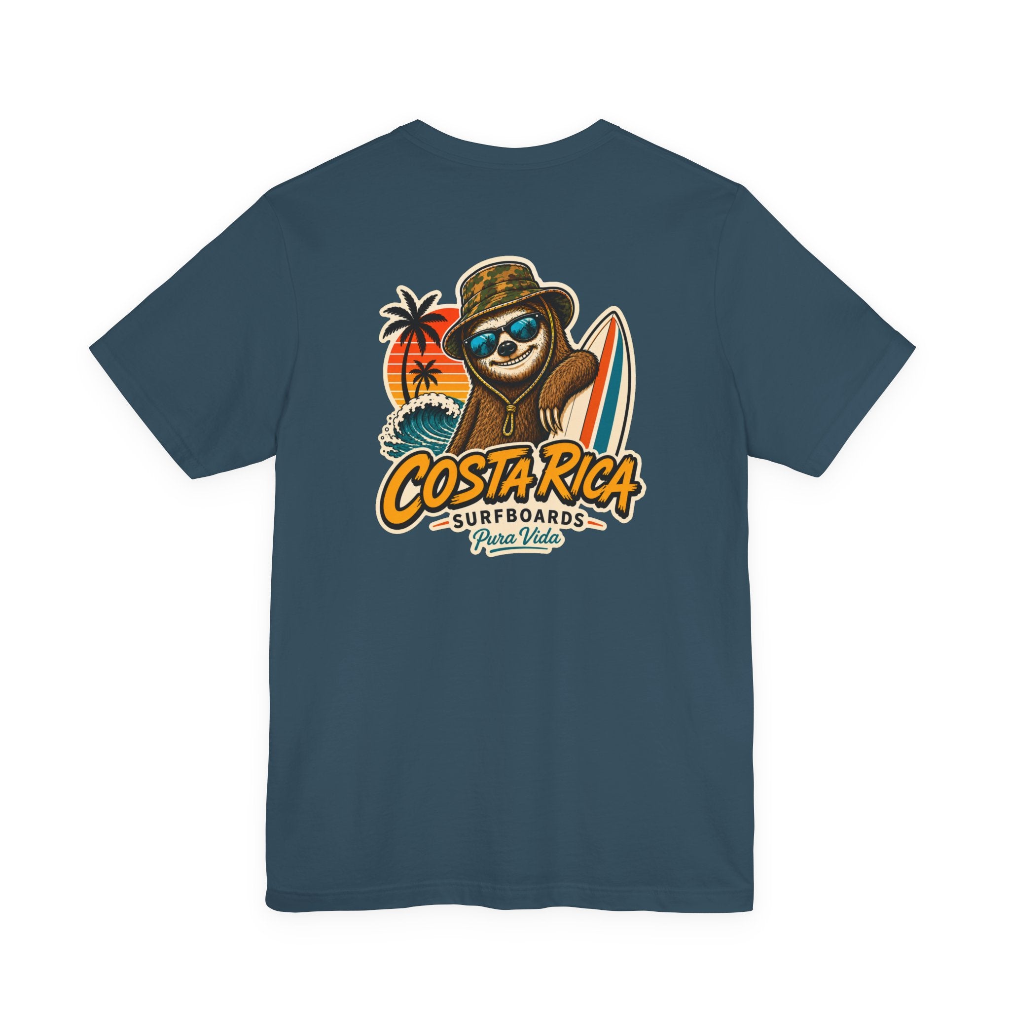 Pura Vida Sloth Beach Costa Rica T-Shirt – Retro Tropical Surf Graphic Tee