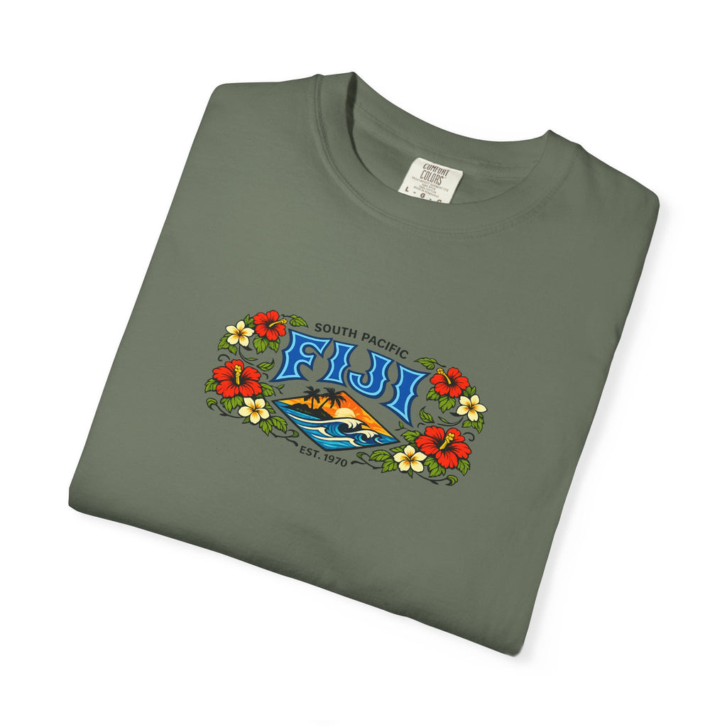 Fiji Floral Vacation T-Shirt — South Pacific Island Scenic Tee