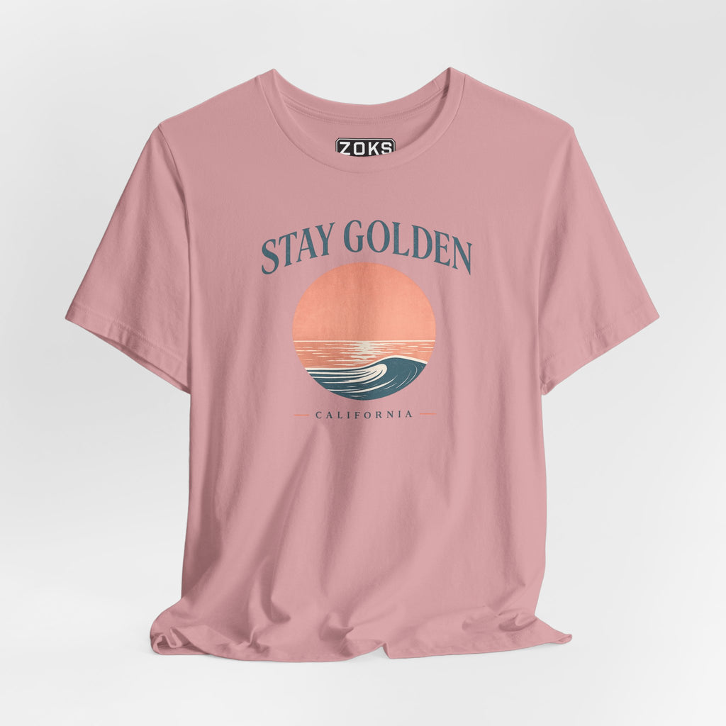 Stay Golden Sunset California Tee — Minimalist Women's Graphic T-Shirt