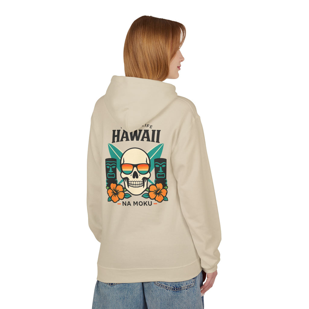 Hawaii Skull Surf Hoodie — Na Moku Island Tiki Floral Pullover