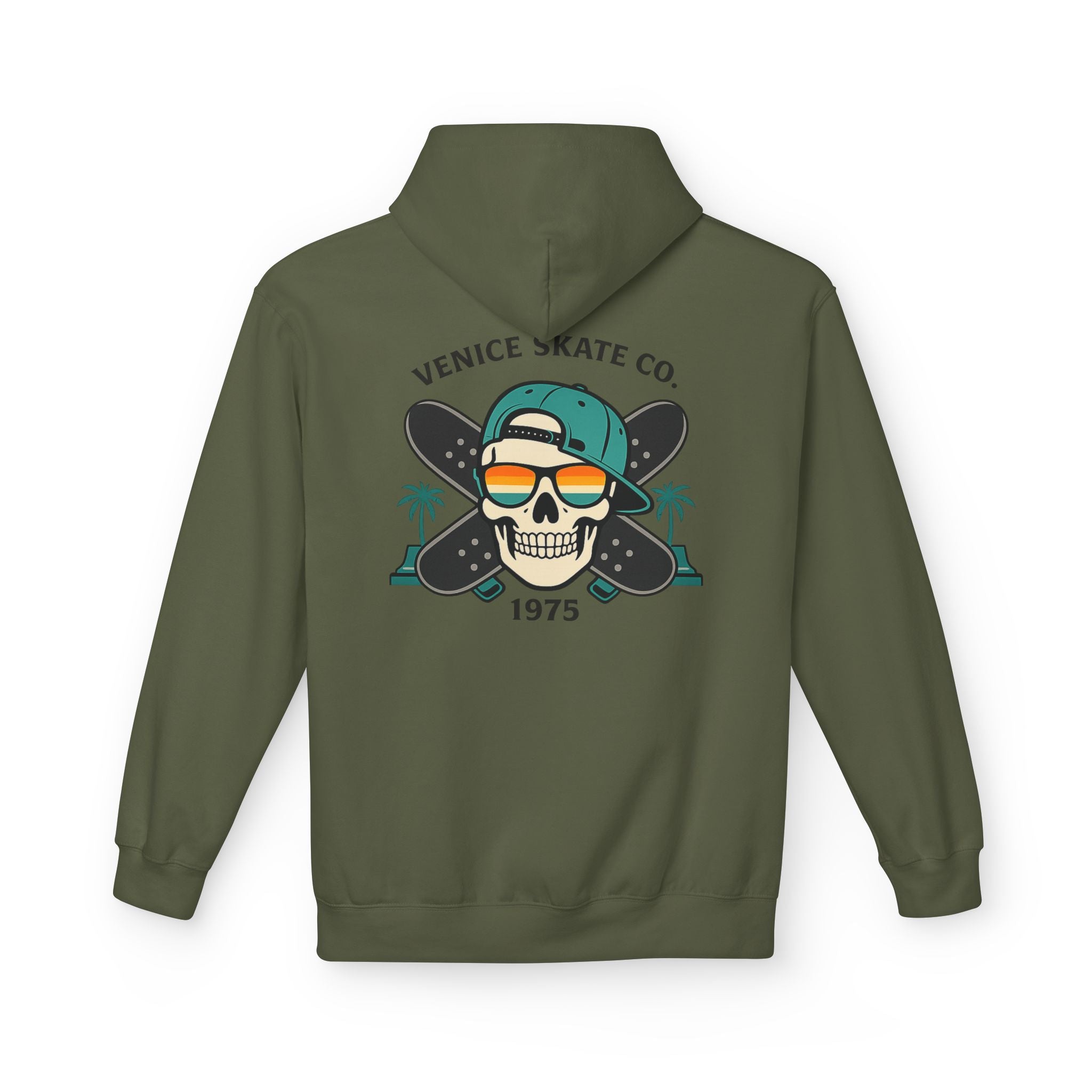 Venice Skate Co. Skull Palm Skateboard Hoodie — Retro Venice, California Pullover
