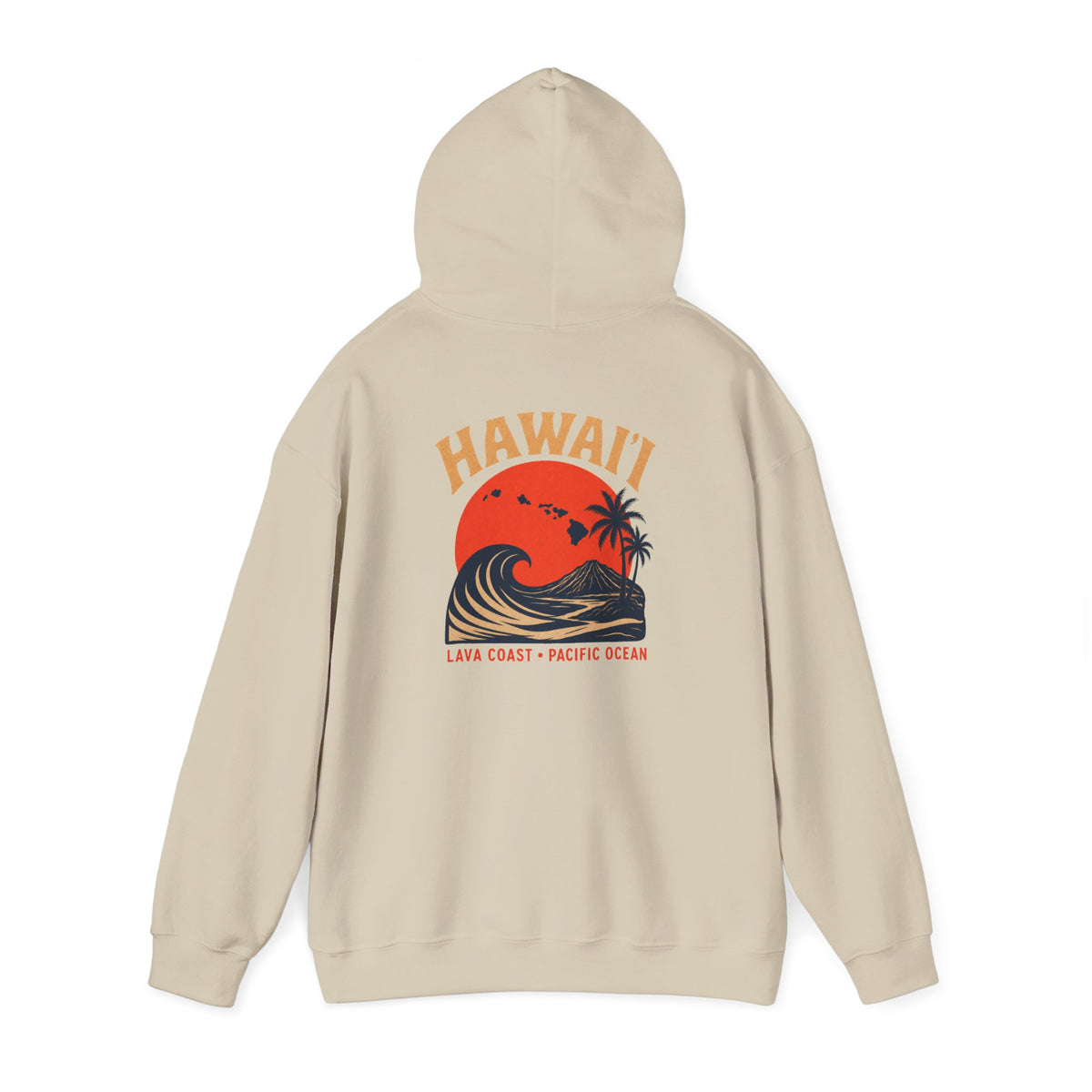 Hawai'i Lava Coast Surf Hoodie | Vintage Wave, Volcano & Palm Tree Graphic Sweatshirt