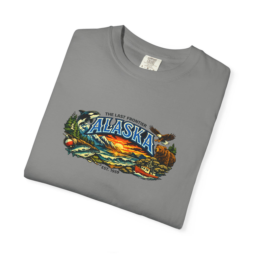 Alaska Scenic T‑Shirt — 'The Last Frontier' Sunset Graphic