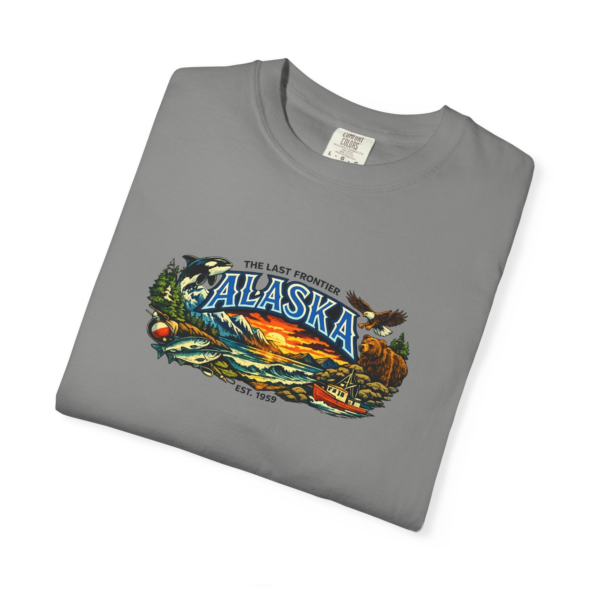 Alaska Scenic T‑Shirt — 'The Last Frontier' Sunset Graphic