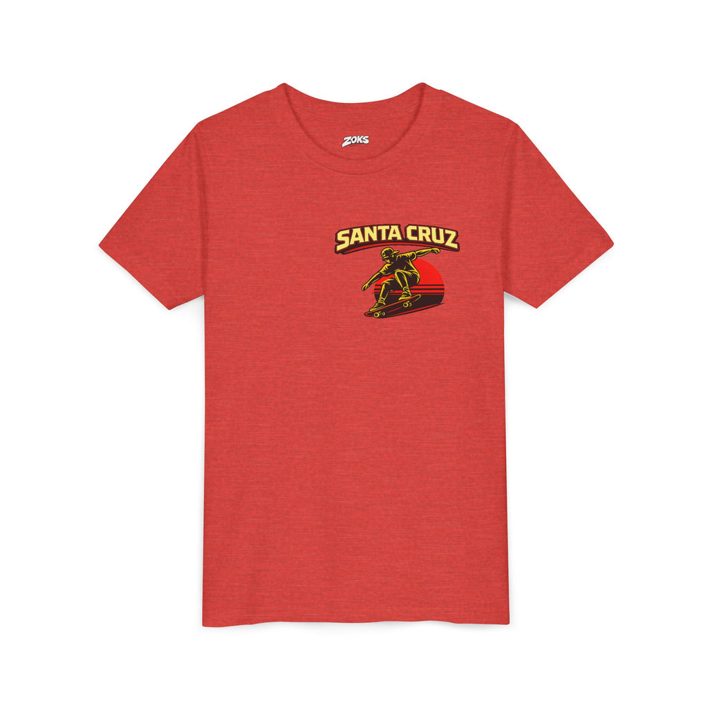 Youth Skateboard T-Shirt - 'Santa Cruz California USA' Retro Sunset Tee