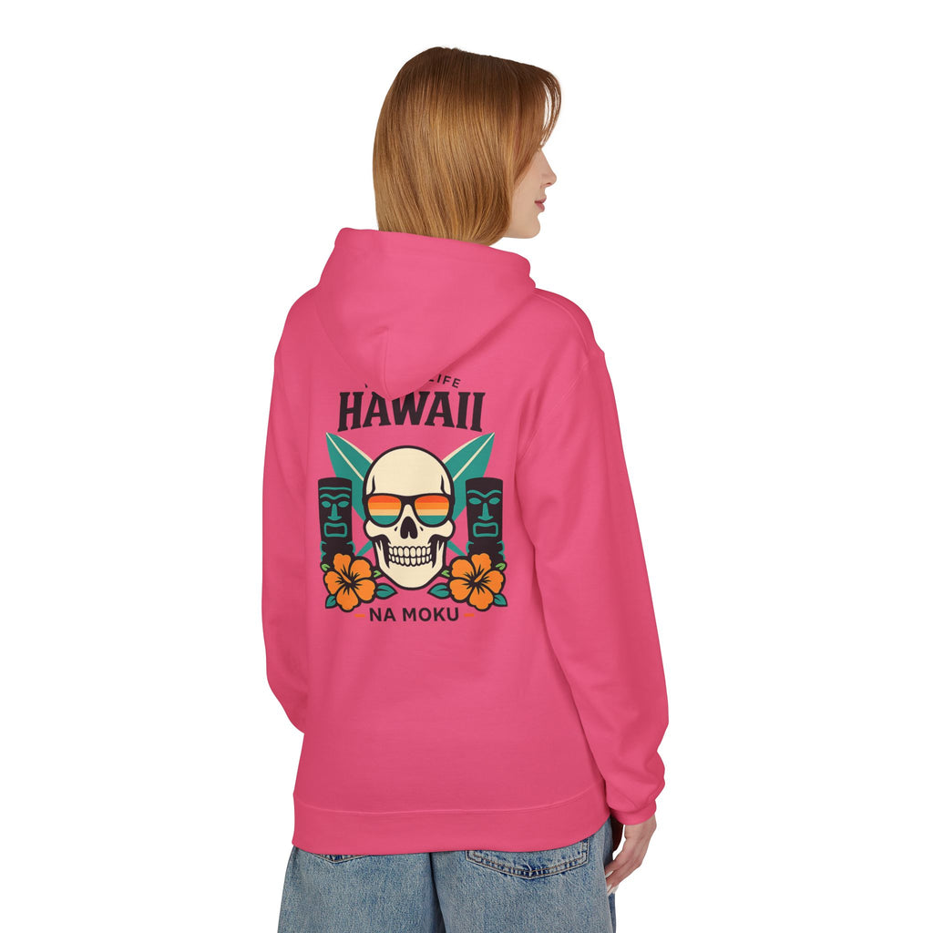 Hawaii Skull Surf Hoodie — Na Moku Island Tiki Floral Pullover