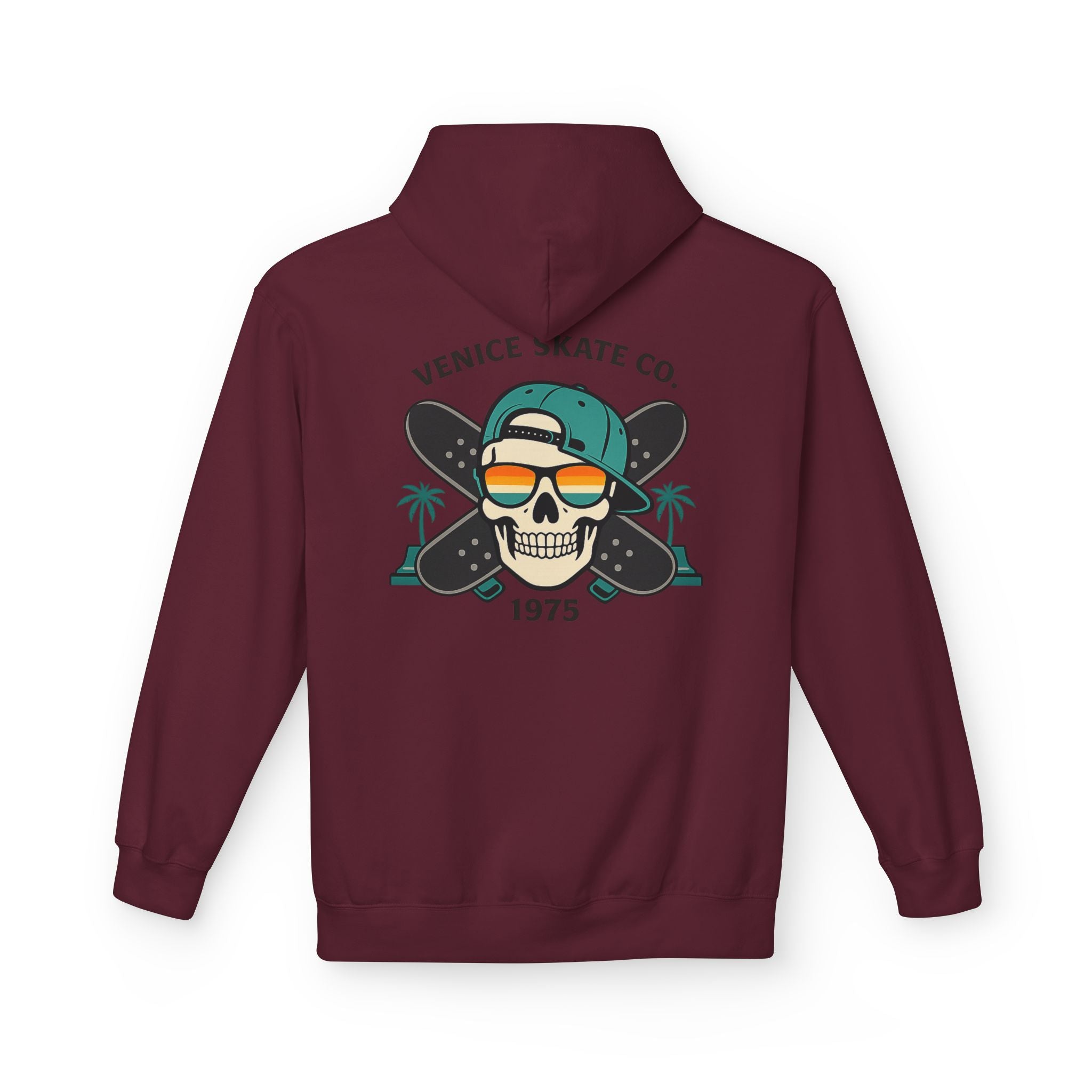 Venice Skate Co. Skull Palm Skateboard Hoodie — Retro Venice, California Pullover