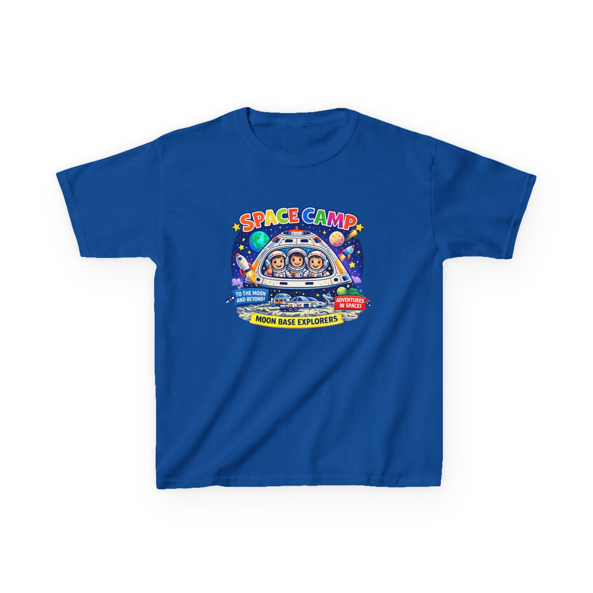Space Camp Kids T-Shirt — Moon Base Explorers Graphic Tee