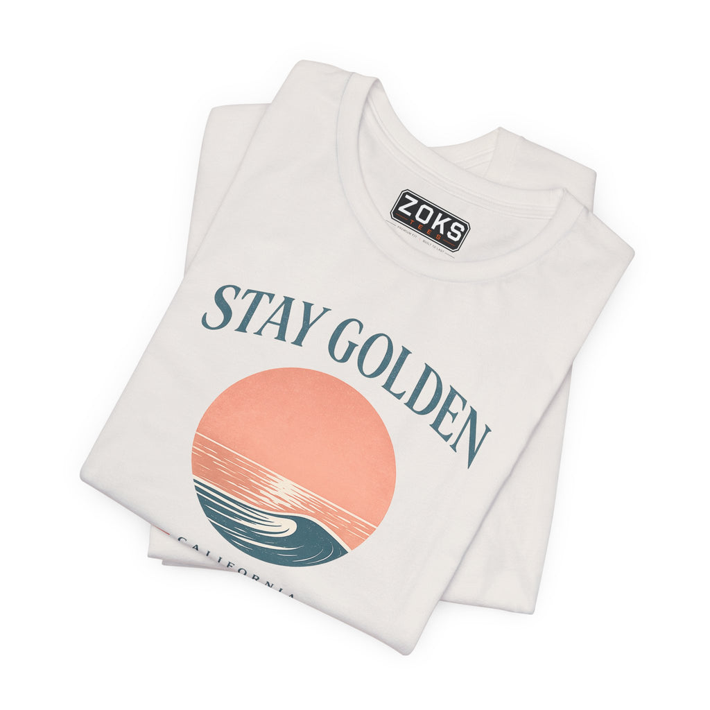 Stay Golden Sunset California Tee — Minimalist Women's Graphic T-Shirt
