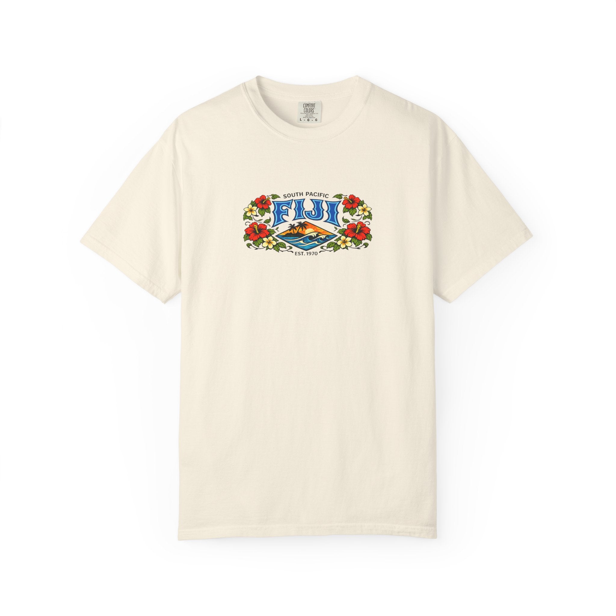 Fiji Floral Vacation T-Shirt — South Pacific Island Scenic Tee