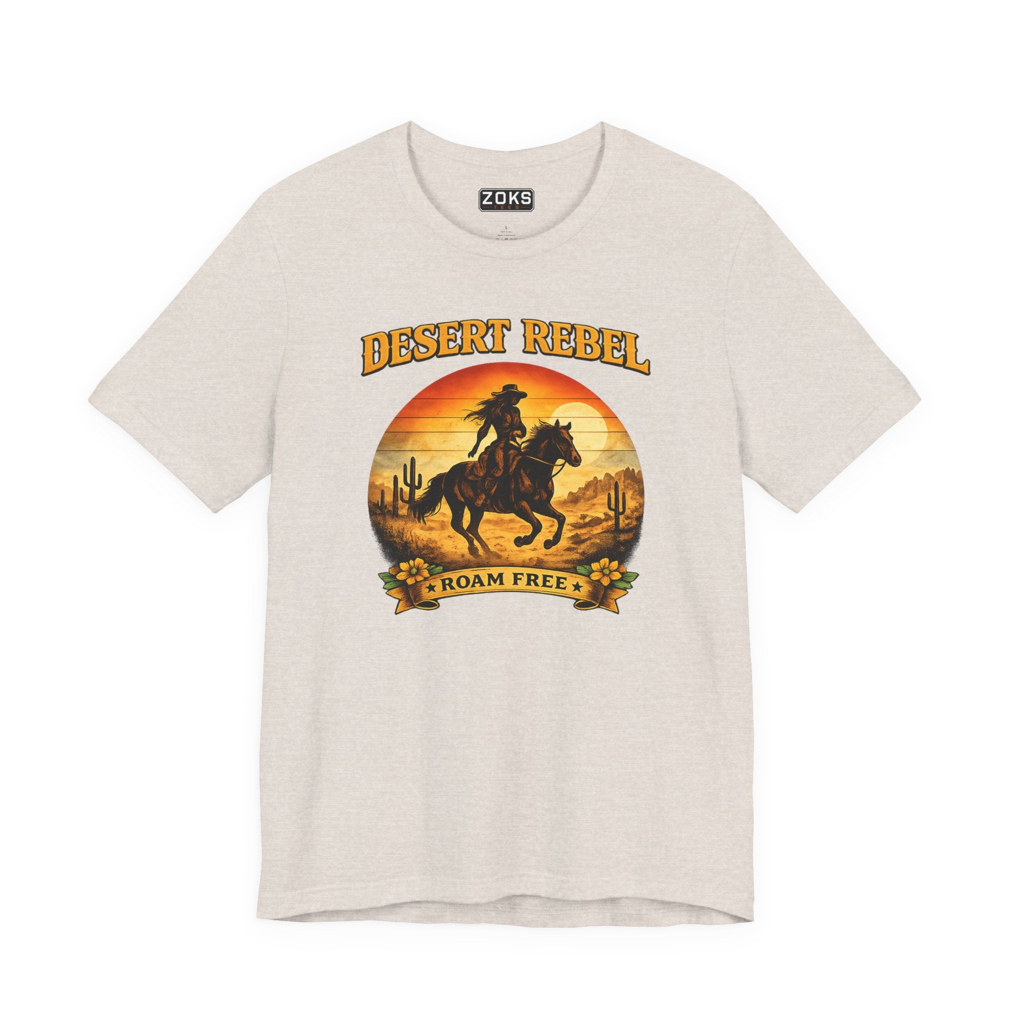 Desert Rebel 'Roam Free' - Women's Western Cowgirl Sunset T-Shirt