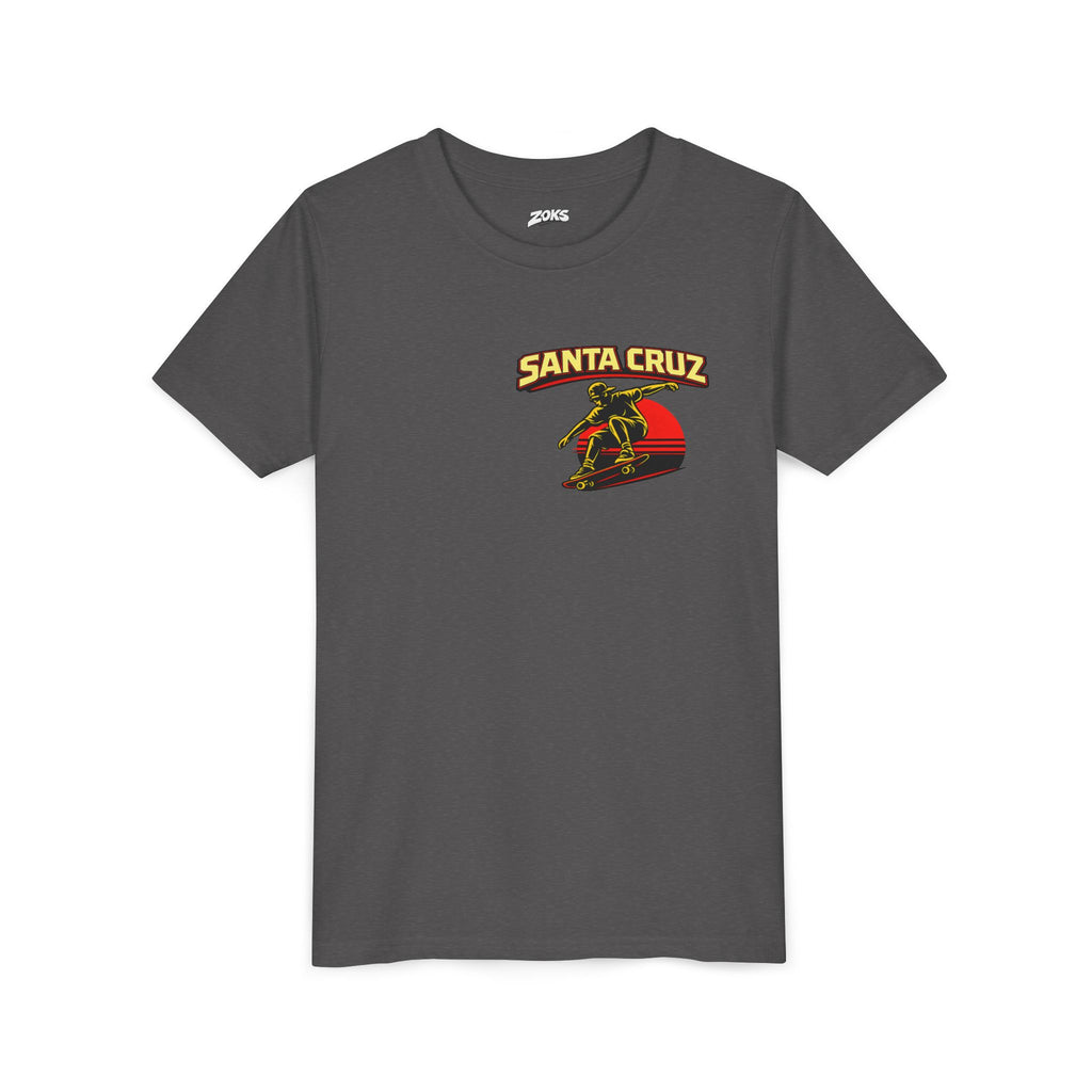 Youth Skateboard T-Shirt - 'Santa Cruz California USA' Retro Sunset Tee