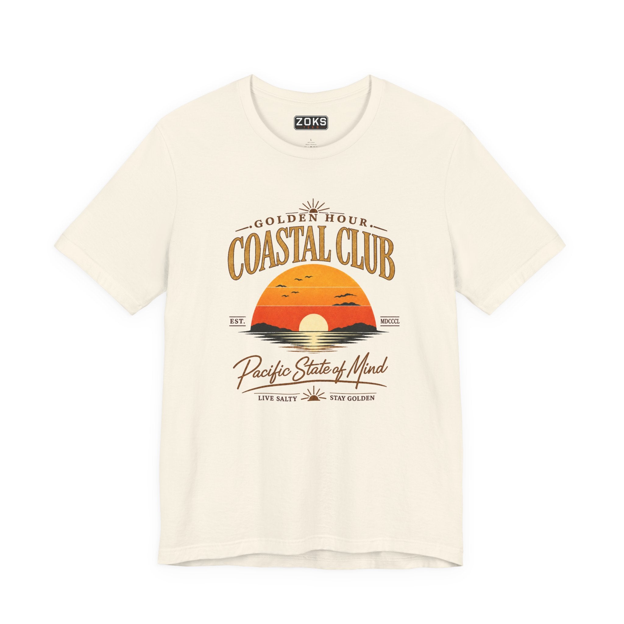 Women's Coastal Club Sunset Tee — "Golden Hour" Pacific State of Mind T-Shirt