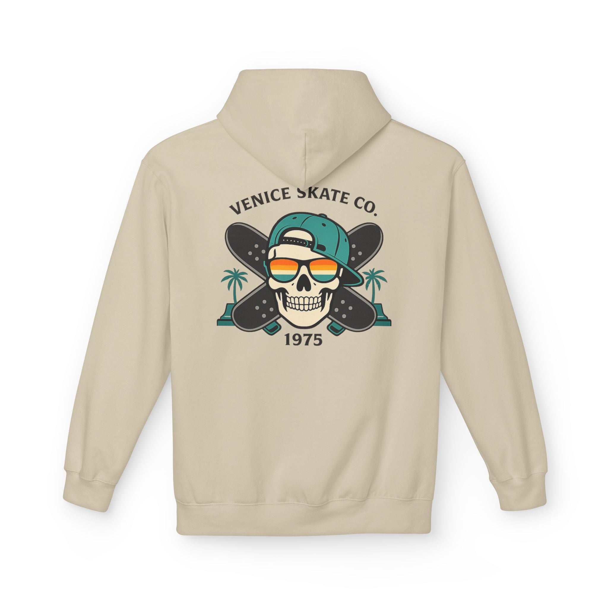 Venice Skate Co. Skull Palm Skateboard Hoodie — Retro Venice, California Pullover