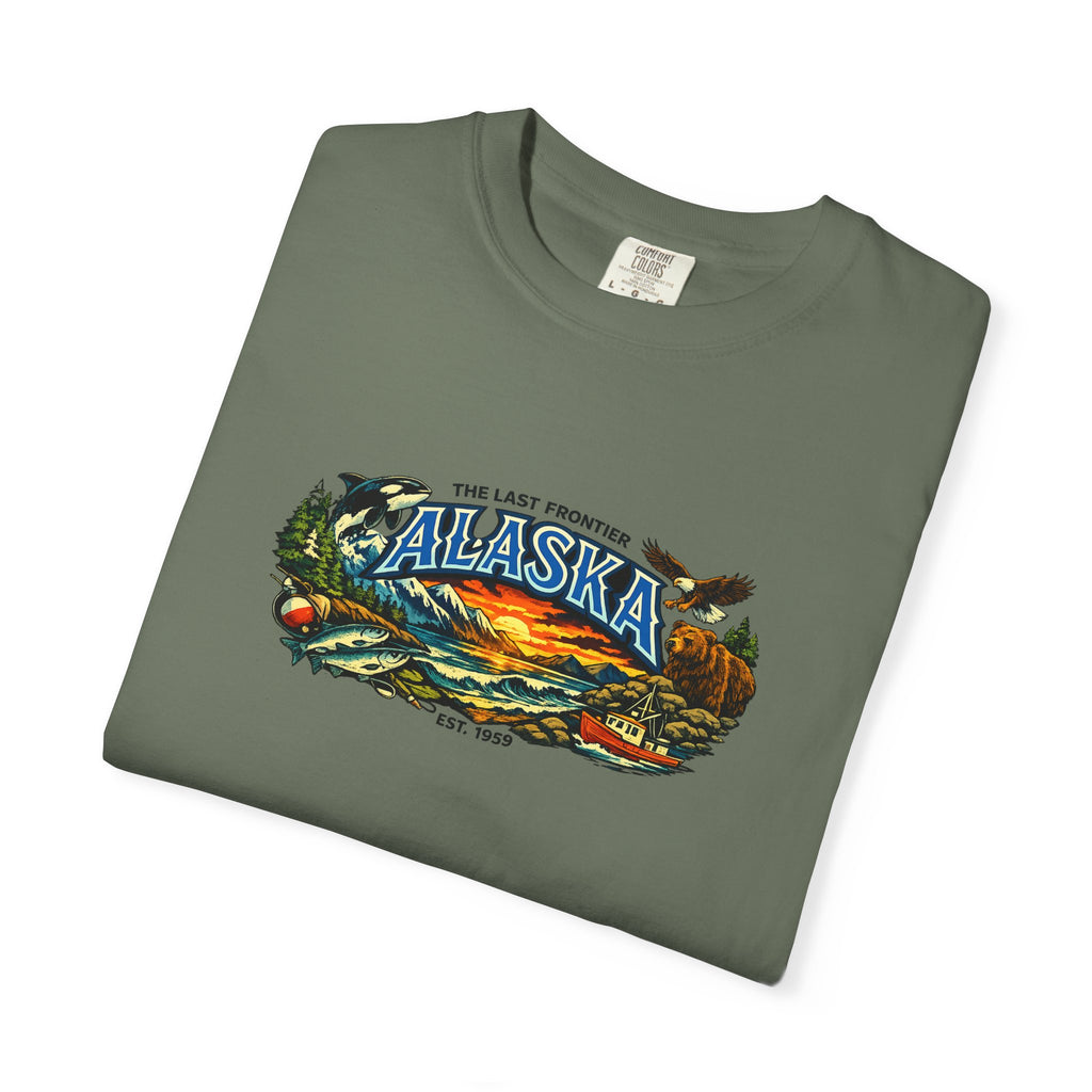 Alaska Scenic T‑Shirt — 'The Last Frontier' Sunset Graphic
