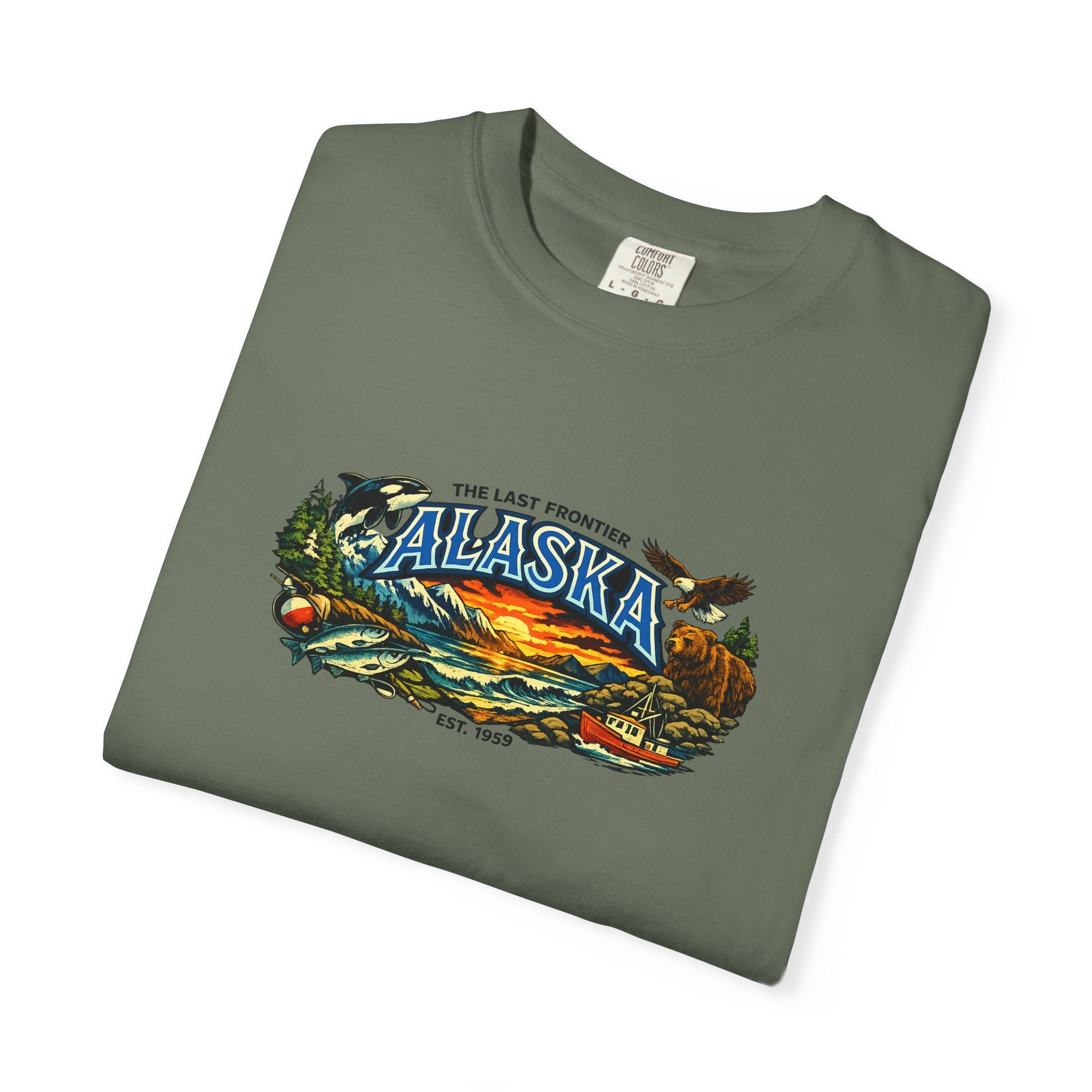 Alaska Scenic T‑Shirt — 'The Last Frontier' Sunset Graphic