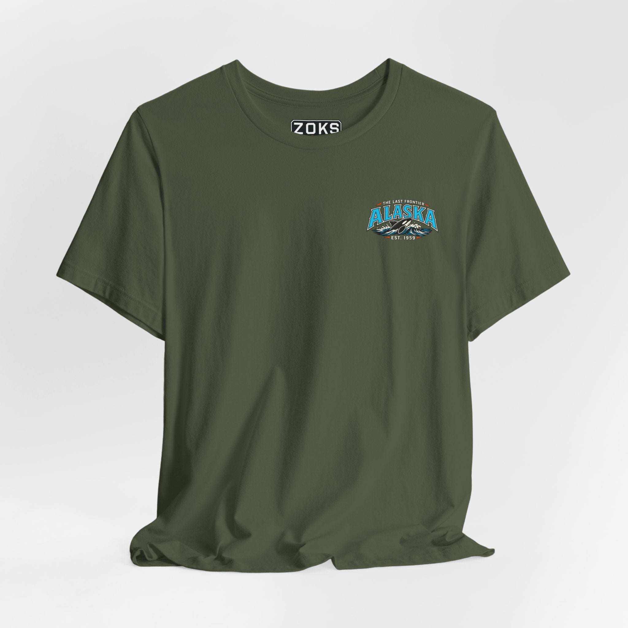 Alaska The Last Frontier T-Shirt – Orca Sunset Graphic Tee, Vintage Outdoor Travel Shirt, Nature Adventure Back Print Tee
