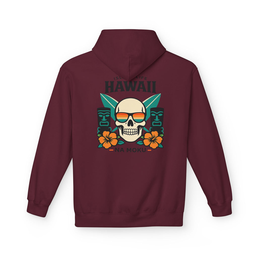 Hawaii Skull Surf Hoodie — Na Moku Island Tiki Floral Pullover